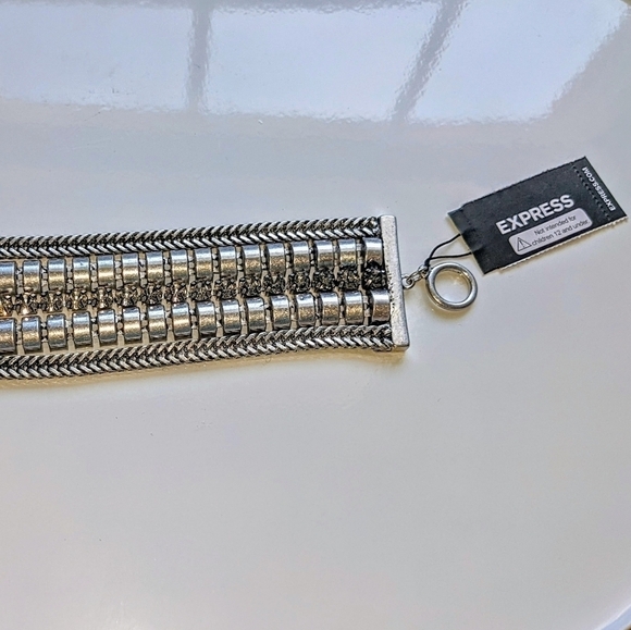 Express Silver and Rhinestone Dainty Grunge Bracelet - Picture 3 of 5